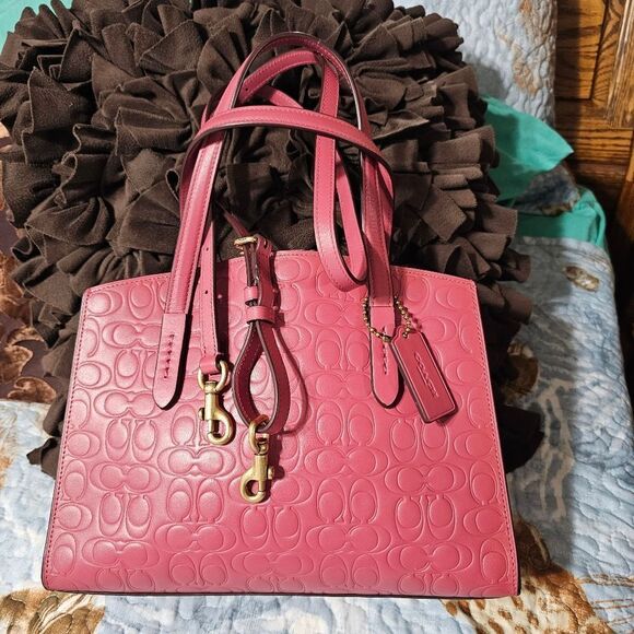Coach Charlie Carryall 28 Stachel in Pink Signature Leather with Crossbody Strap - Picture 6 of 8
